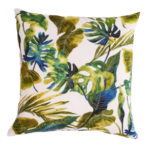Green and White Inky Palms Cushion Cover