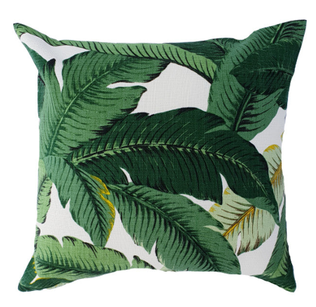 Green Tropical Palm Leaf Outdoor Cushion Cover