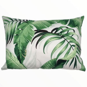 Green Tropical Palm Leaves Outdoor Cushion Cover