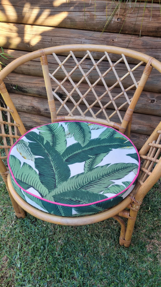 Green Tropical Palm Leaf Round Outdoor Chair Pad Cover