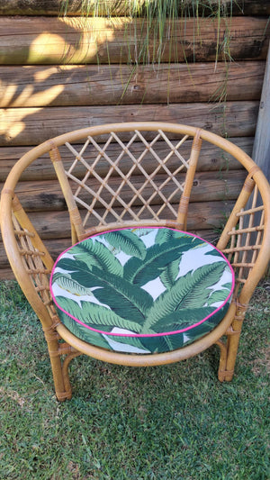 Green Tropical Palm Round Chair Pad