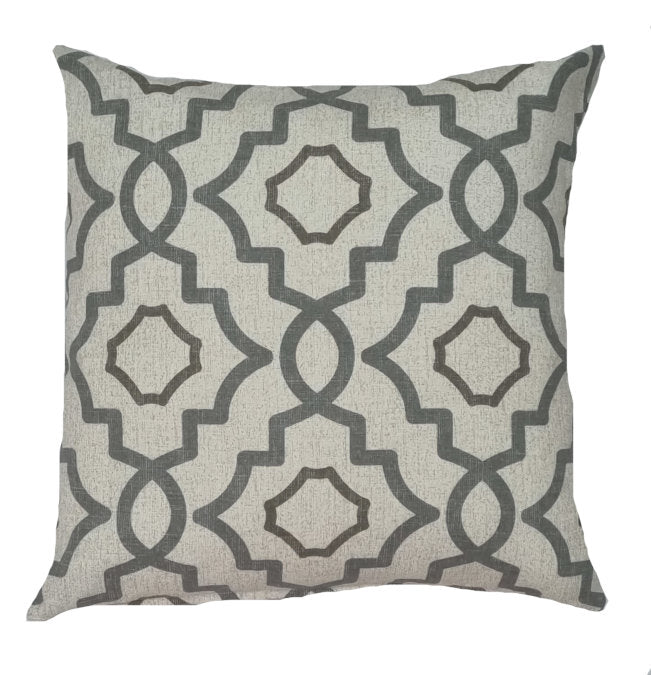 Grey Neutral Hamptons Geometric Indoor Cushion Cover