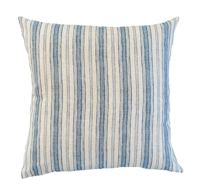 Blue/Grey Denim Stripes Hamptons Style Indoor Cushion Cover
