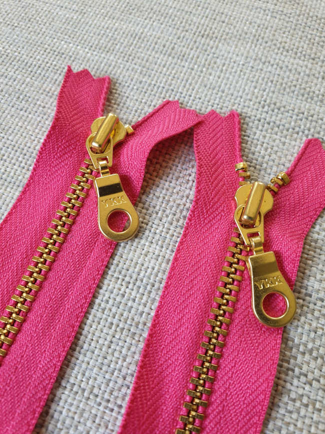 YKK Metal Zip Hot Pink with Gold Donut Pull - Colour 516