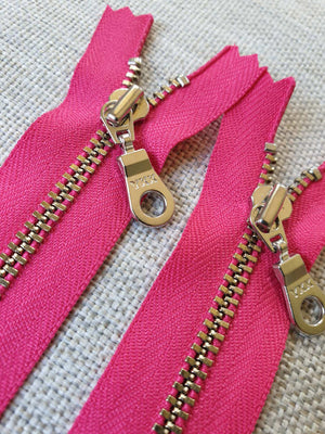 YKK Metal Zip Hot Pink with Silver Donut Pull - Colour 516