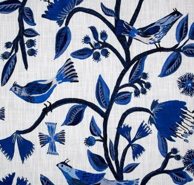 Crisp Blue and White Birds of Eden Indoor Cushion Cover