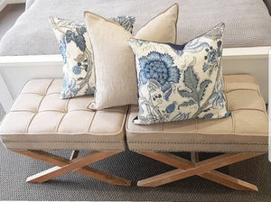 Blue Floral Hamptons Style cushion cover