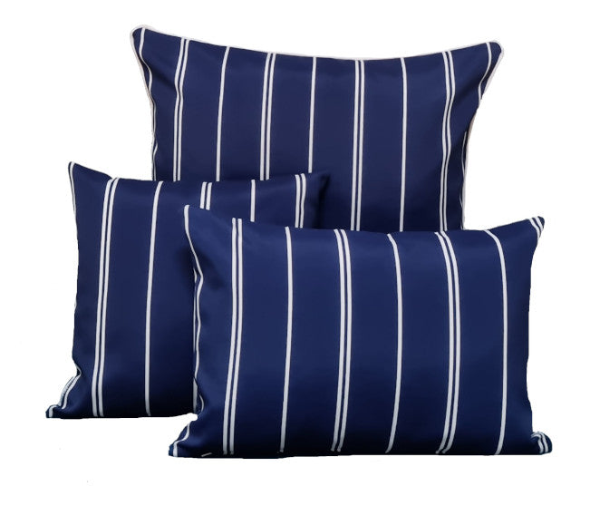 Navy Blue and White Pin Stripe Hamptons Style Cushion Cover