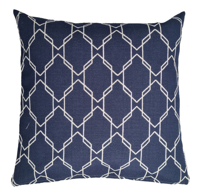 Navy and White Geometric Indoor Cushion Cover