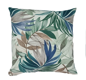 Neutral Blue Green Palms Outdoor Cushion Cover