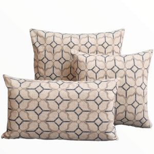 Neutral Hamptons Geometric Indoor Cushion