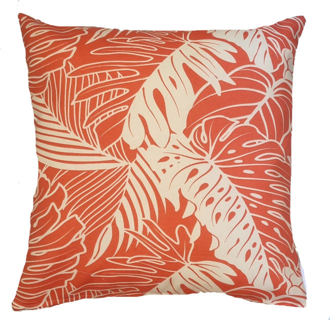 Orange and White Palms Outdoor Cushion Cover