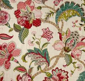 Raspberry Jacobean Floral Indoor Cushion Cover
