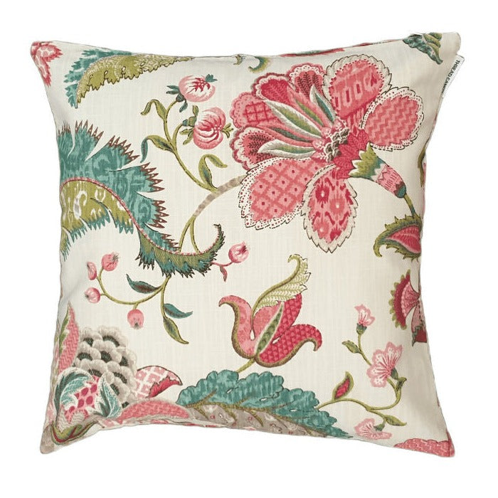 Raspberry Jacobean Floral Indoor Cushion Cover