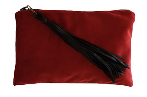Royal Red Velvet Clutch with tassel