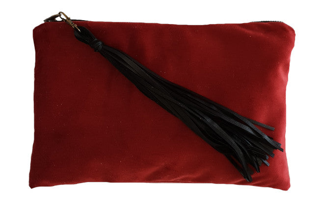 Deep Red Velvet Clutch