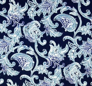 Blue Hamptons Style Paisley Floral Indoor Cushion Cover