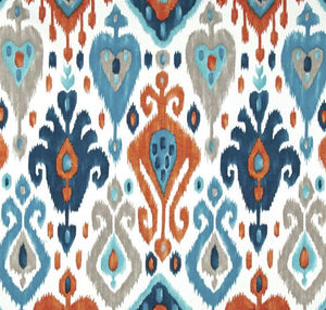 Blue and Orange Pasco Ikat Outdoor Cushion Cover