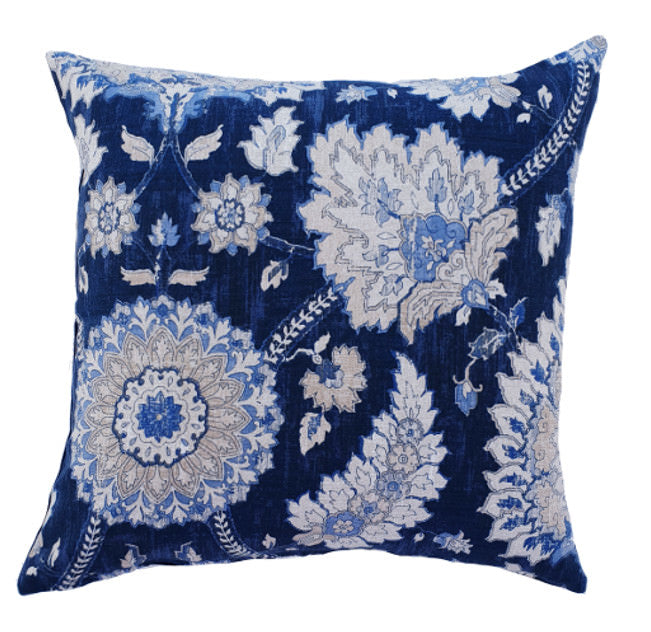 Royal Blue Damask Indoor Cushion Cover