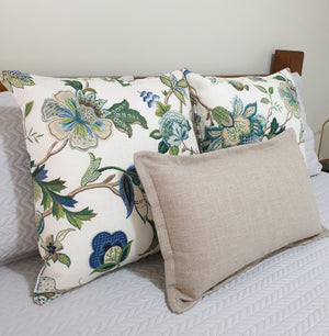 Sapphire Blue Green Jacobean Cushion Collection