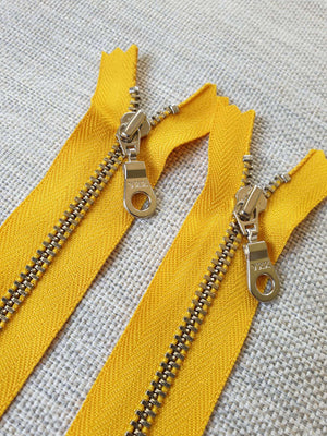 YKK Metal Zip Sunflower Yellow with Silver Donut Pull - Colour 506