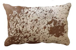 Tan and White Speckled Cowhide Cushion Cover