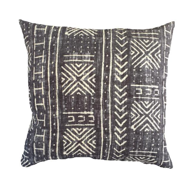 Tribal Mud Cloth Black Indoor Cushion Cover