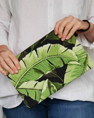 Tropical Leaf Fabric Clutch