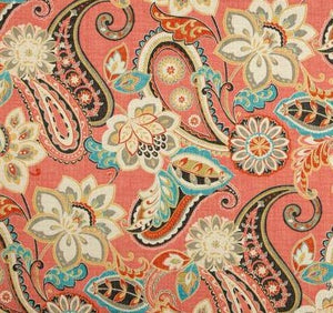 Peach Blue Paisley Outdoor Cushion Cover