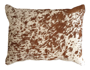 White and Tan Speckled Cowhide Cushion Cover