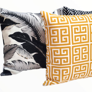 Yellow and White Geometric Outdoor Cushion Cover