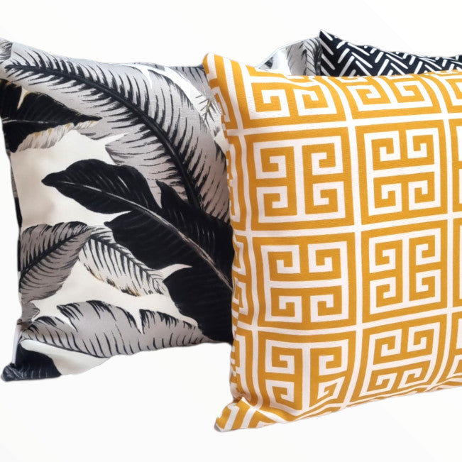 Yellow and White Geometric Outdoor Cushion Cover