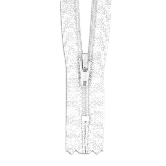 YKK Nylon 35cm (14") White # 3 Closed End Zipper (Colour 501)